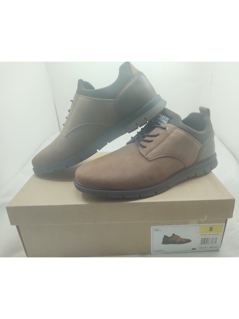 Steve Madden Mens Dress Shoes Brown Casual Oxford Sneakers Size 8 New In Box NIB